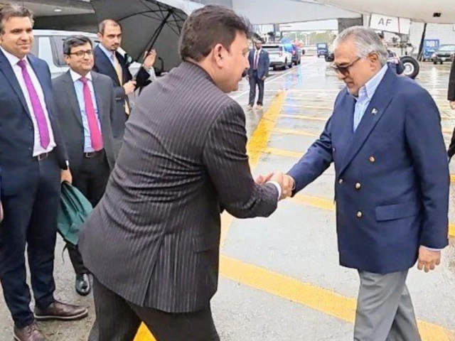Ishaq Dar arrives in New York for the 81st United Nations General Assembly session.