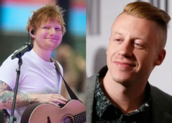Macklemore performs during Ed Sheeran’s Loop Tour before being removed from remaining US dates.
