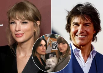 Taylor Swift watches the Chiefs game with Tom Cruise while appearing in an Emmys parody.