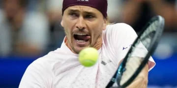 Alexander Zverev competing at the US Open tennis tournament