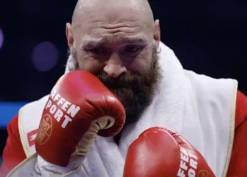 Tyson Fury during a heavyweight boxing event