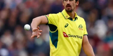 Mitchell Starc Australia fast bowler during cricket match