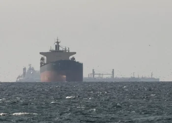 Vessel sailing through the Strait of Hormuz amid concerns over global oil supplies.