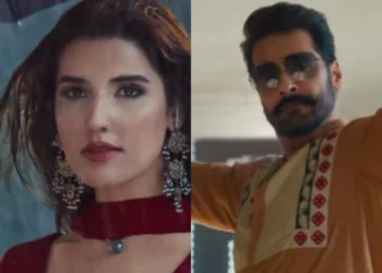 Hareem Farooq and Faysal Quraishi in the Mango Jutt trailer.