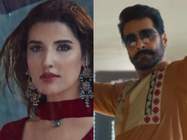 Hareem Farooq and Faysal Quraishi in the Mango Jutt trailer.