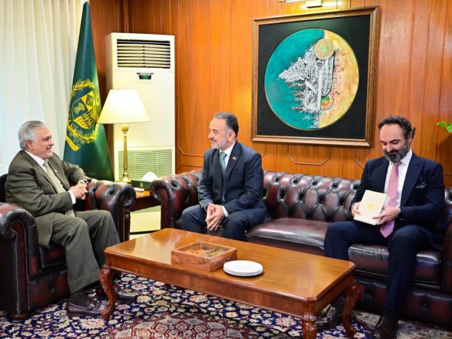 Ishaq Dar during a meeting on Pakistan-Türkiye and Pakistan-UK diplomatic relations.