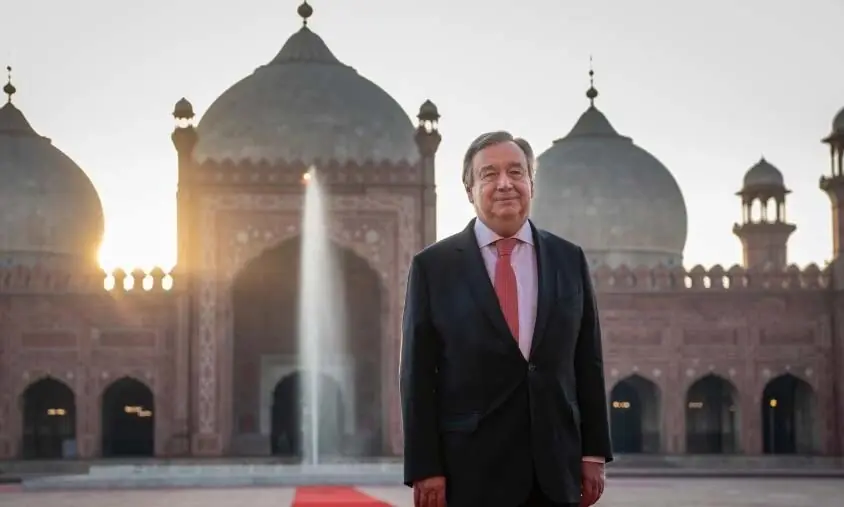 UN Secretary-General António Guterres during a diplomatic engagement with Pakistan.