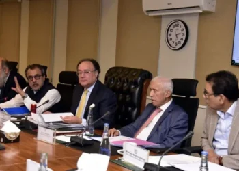 Finance Minister Muhammad Aurangzeb chairs an Economic Coordination Committee meeting in Islamabad.