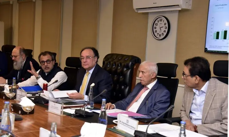 Finance Minister Muhammad Aurangzeb chairs an Economic Coordination Committee meeting in Islamabad.