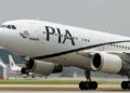 Pakistan International Airlines aircraft amid the suspension of flights to Riyadh, Saudi Arabia.