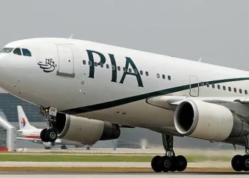 Pakistan International Airlines aircraft amid the suspension of flights to Riyadh, Saudi Arabia.