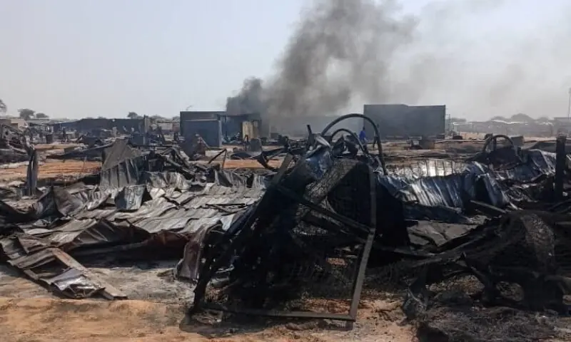 Smoke rises over a conflict-affected area in Sudan as drone strikes intensify fighting between the Sudanese military and Rapid Support Forces.