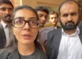 Human rights lawyer Imaan Mazari and her husband Hadi Ali Chattha in connection with the ongoing anti-terrorism court case.