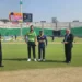 Pakistan and Sri Lanka cricket teams prepare for their ODI tri-series match at Gaddafi Stadium in Lahore.