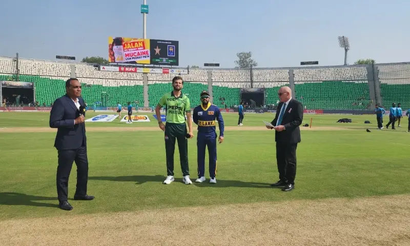 Pakistan and Sri Lanka cricket teams prepare for their ODI tri-series match at Gaddafi Stadium in Lahore.