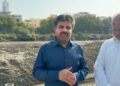 Syed Nasir Hussain Shah during a visit to Khayyam Canal in Clifton, Karachi, to review ongoing development work.
