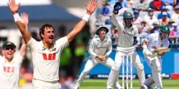 Australia fast bowler Mitchell Starc takes six wickets as South Africa score 329 on the opening day of the first Test at Newlands in Cape Town.
