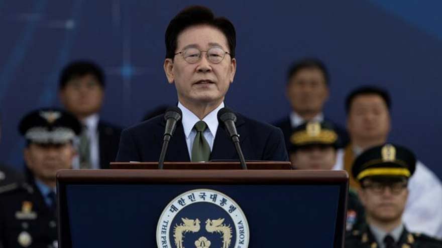 South Korean President Lee Jae Myung delivers an Armed Forces Day speech