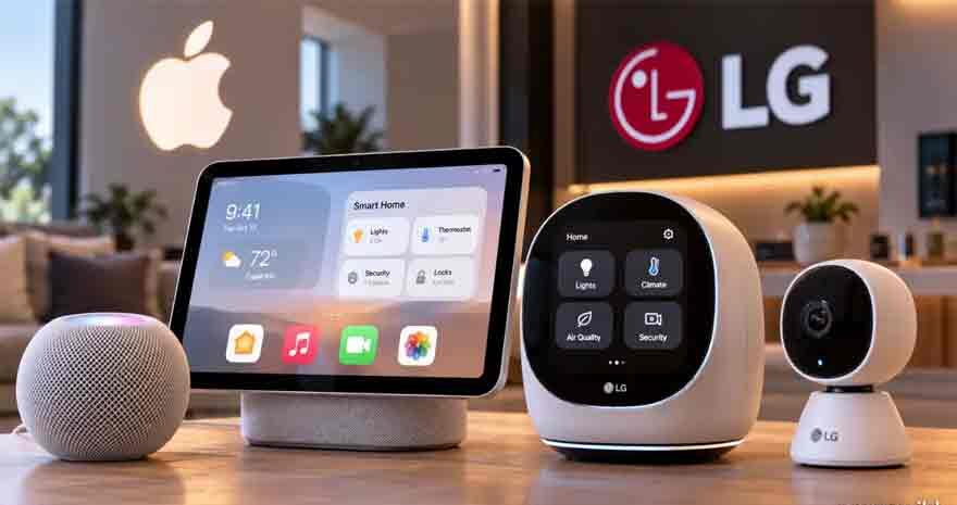 Apple and LG smart home devices including a doorbell, camera, lock and thermostat