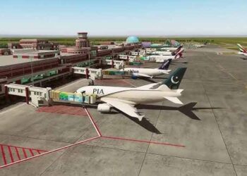 Passenger aircraft at an airport amid flight cancellations and delays affecting Pakistan and Saudi Arabia.