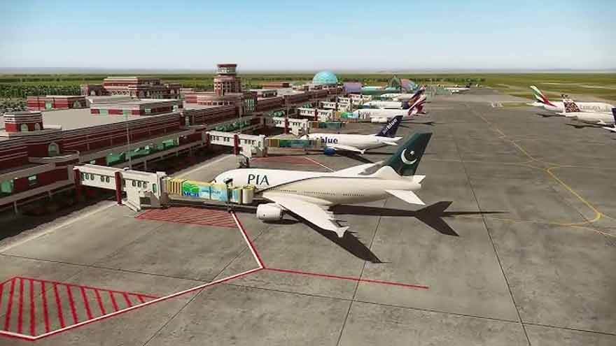 Passenger aircraft at an airport amid flight cancellations and delays affecting Pakistan and Saudi Arabia.
