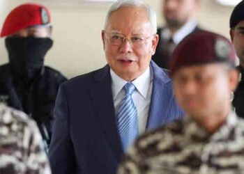 Najib Razak, former prime minister of Malaysia, amid ongoing legal proceedings linked to the 1MDB scandal.