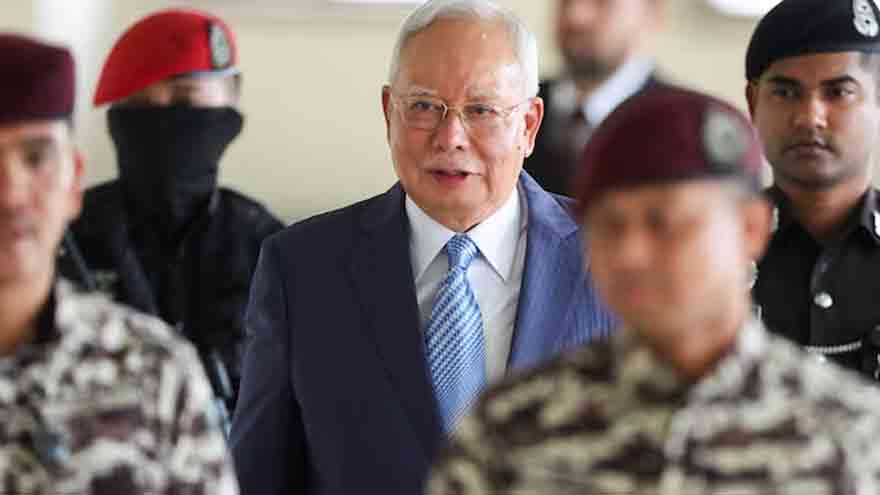 Najib Razak, former prime minister of Malaysia, amid ongoing legal proceedings linked to the 1MDB scandal.
