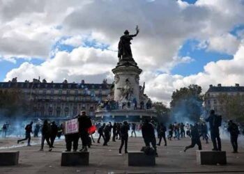 Demonstrators take part in nationwide cost-of-living protests in France.