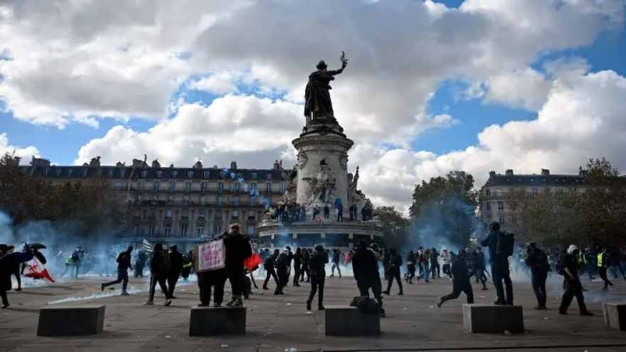 Demonstrators take part in nationwide cost-of-living protests in France.