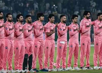 Pakistan cricket team in pink kits for the Breast Cancer Awareness Day ODI at Gaddafi Stadium, Lahore.