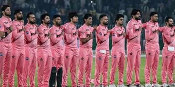 Pakistan cricket team in pink kits for the Breast Cancer Awareness Day ODI at Gaddafi Stadium, Lahore.