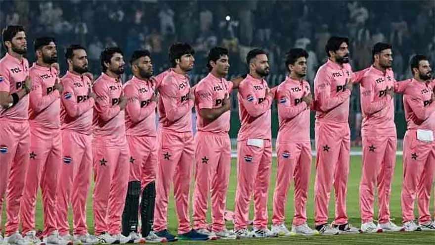 Pakistan cricket team in pink kits for the Breast Cancer Awareness Day ODI at Gaddafi Stadium, Lahore.
