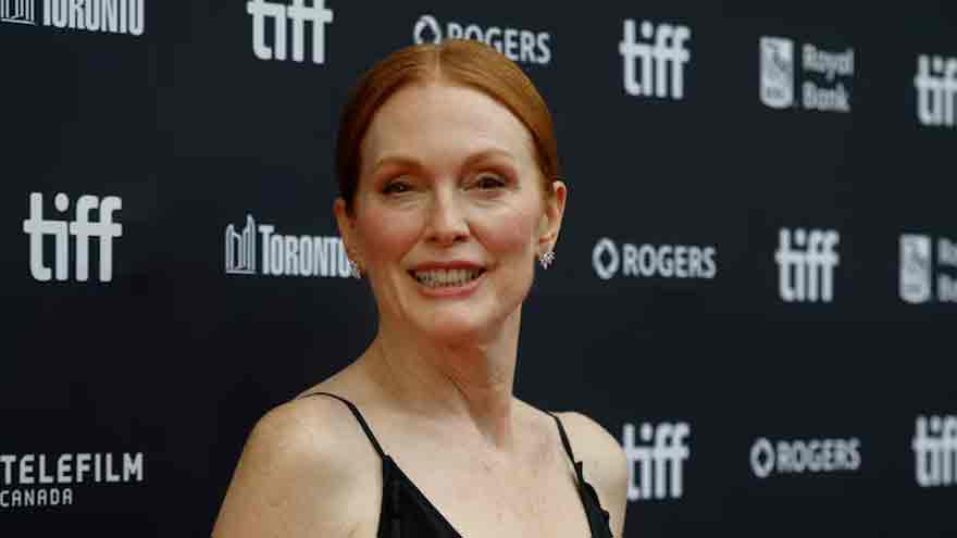 Jesse Eisenberg and Julianne Moore at the London Film Festival for the musical comedy The Debut.