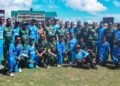 Pakistan Over-40 cricket team players during their match against India in Guyana.