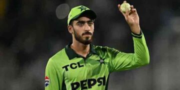Pakistan all-rounder Arafat Minhas during the ODI match against England.