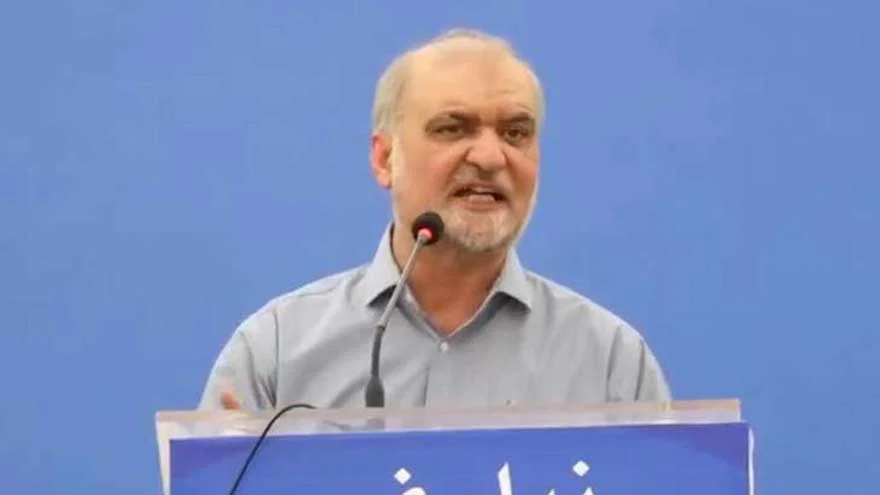 Hafiz Naeem ur Rehman addresses a gathering in Karachi as Jamaat-i-Islami announces protests against the petroleum levy.