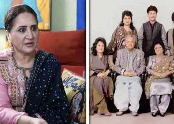 Pakistani actress Asma Abbas discussing her father Ahmad Bashir’s personal life during a podcast interview.