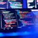 Cybersecurity and artificial intelligence concept illustrating software vulnerabilities and threats to global internet infrastructure.