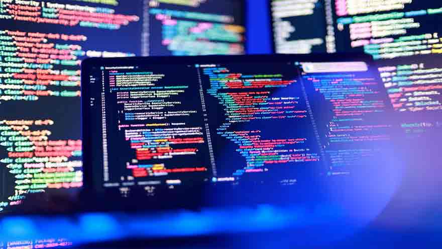 Cybersecurity and artificial intelligence concept illustrating software vulnerabilities and threats to global internet infrastructure.