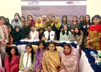 Waseem Hussain addresses media students and journalists at a Hyderabad workshop