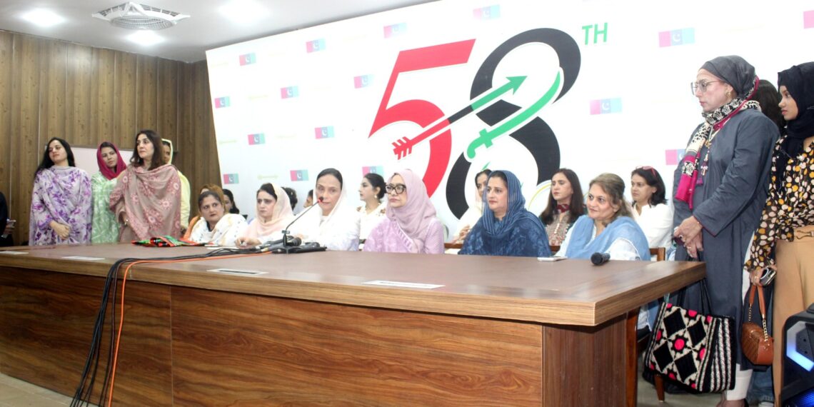 PPP leaders with women joining the Pakistan Peoples Party at Bilawal House Karachi