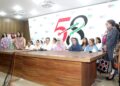 PPP leaders with women joining the Pakistan Peoples Party at Bilawal House Karachi