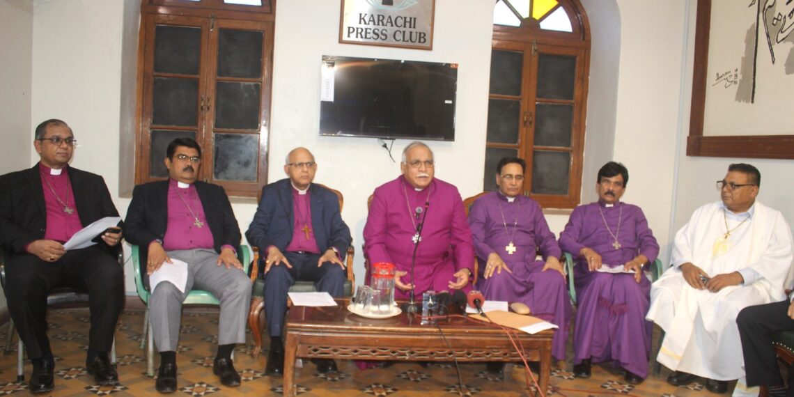 Archbishop Dr Azad Marshall and Christian leaders discuss the proposed Sindh Christian Family Laws Bill in Karachi.