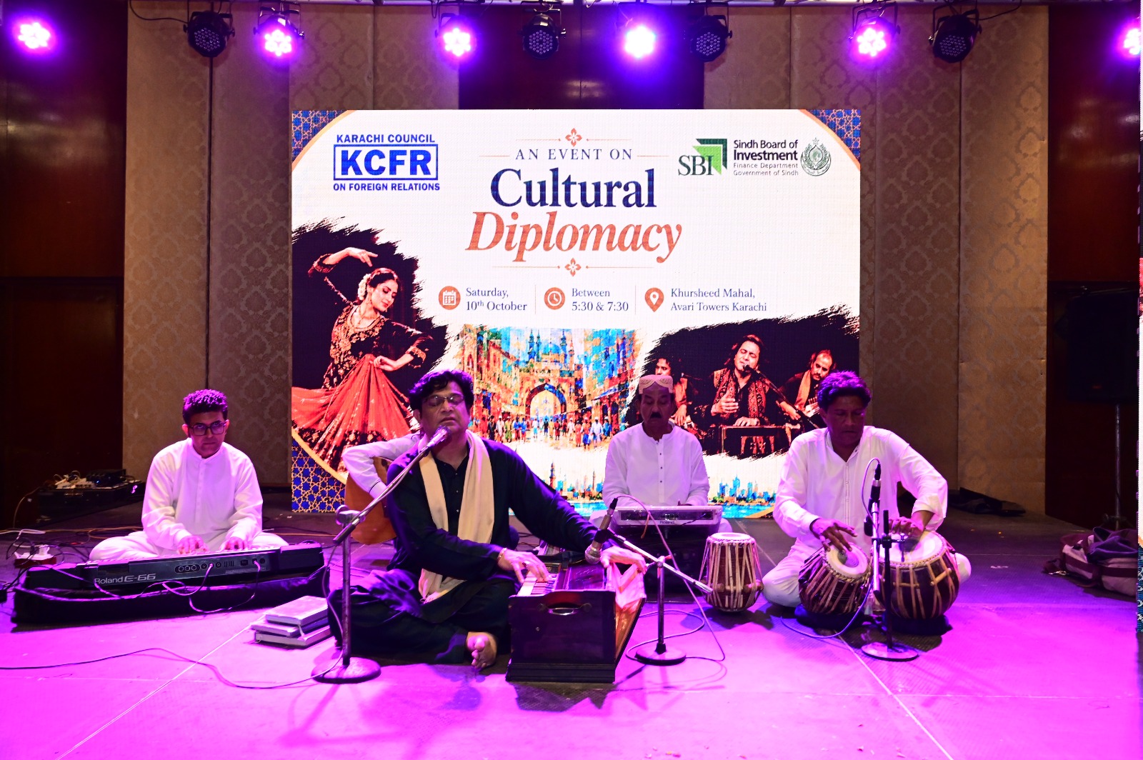 Guests attend a KCFR cultural diplomacy event featuring Pakistani art, music, dance, poetry and Balochi Zardozi.
