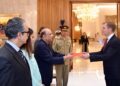 President Asif Ali Zardari during a credentials ceremony with ambassadors-designate at Aiwan-e-Sadr in Islamabad.