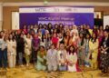 Women Media Center alumni and senior journalists attend the organisation’s 20th anniversary event in Karachi.