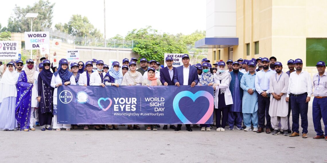 Ophthalmologists at a World Sight Day awareness seminar discussing glaucoma and vision loss at Dow University in Karachi.