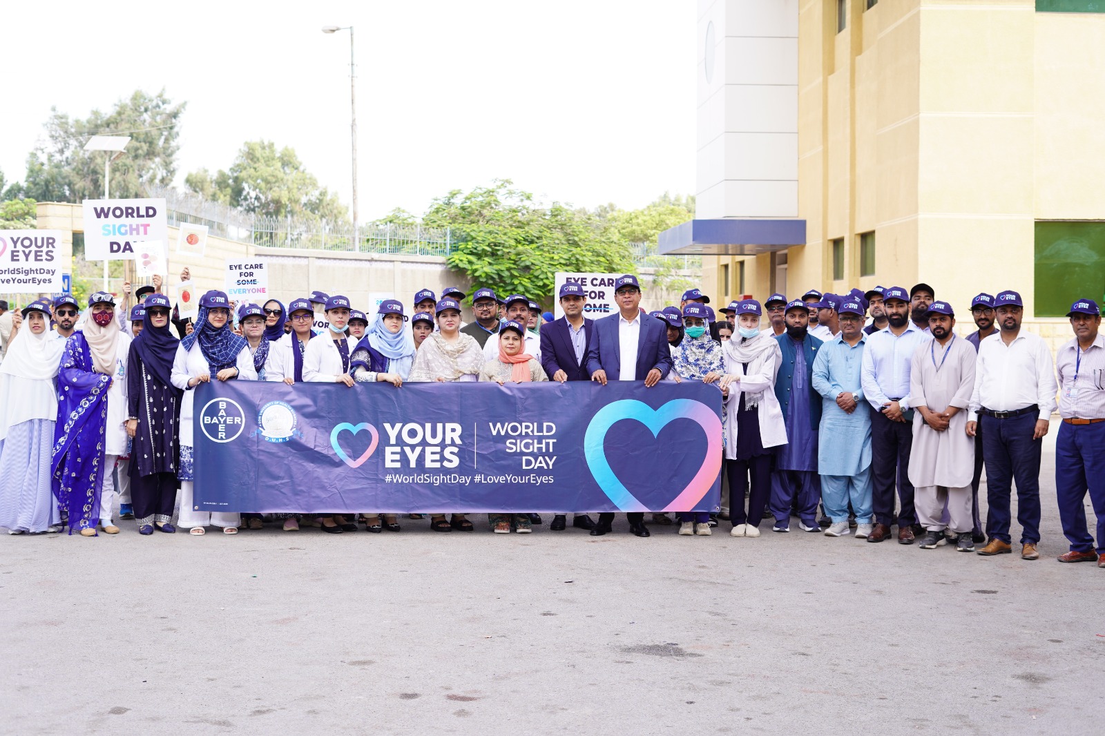 Ophthalmologists at a World Sight Day awareness seminar discussing glaucoma and vision loss at Dow University in Karachi.