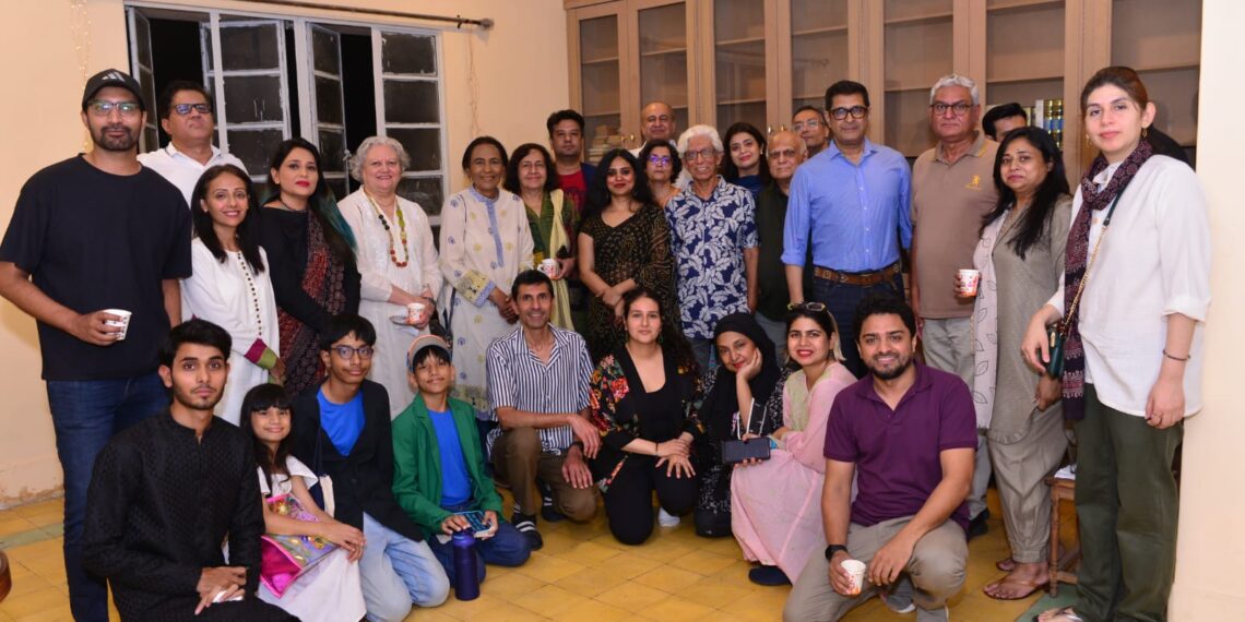 Audience members attend the Pakistan premiere of Crones: A Celebration, a documentary about ageing women, at Theakada in Karachi.