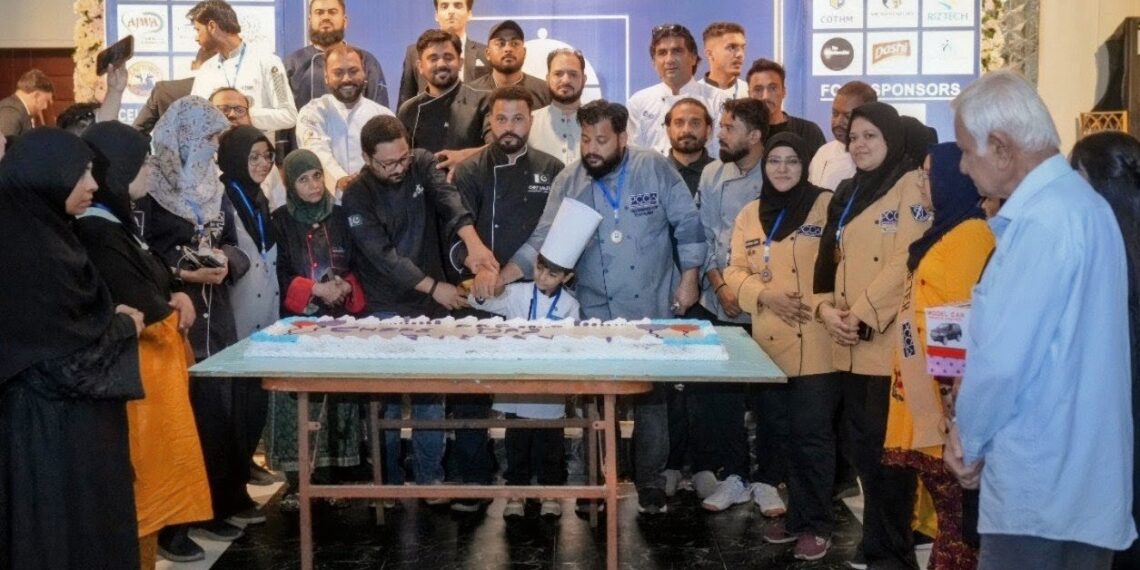 Chefs and culinary participants compete at the Pakistan Chefs Club Culinary Championship and Achievement Awards 2026 in Karachi.